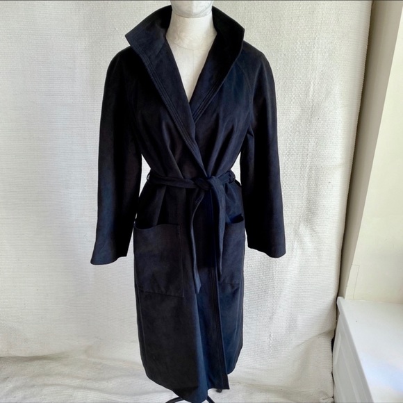 Vintage Jackets & Blazers - Vintage 70s Ultrasuede Wrap Belted Trench Coat